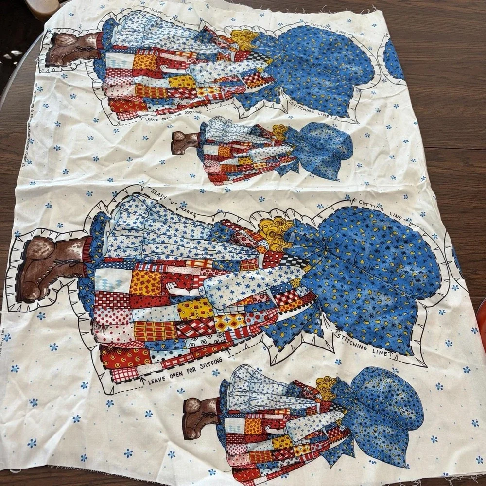 Vintage Holly Hobbie Fabric Panel American Greetings Cut and Sew 2 Complete